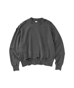 MORE DAMAGE WASHED CREW NECK SWEAT