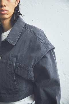 POWER SHOULDER SHORT DENIM JACKET