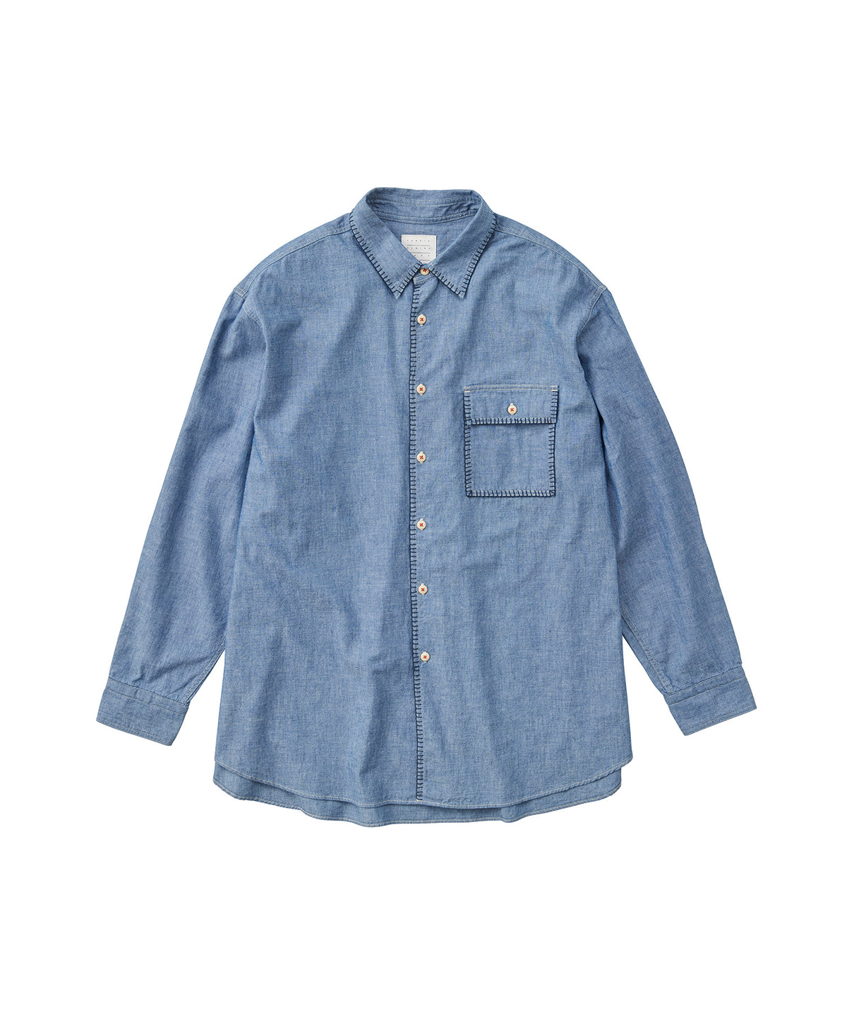 FRAMED BLANKET STITCH CHAMBRAY SHIRT INDIGO