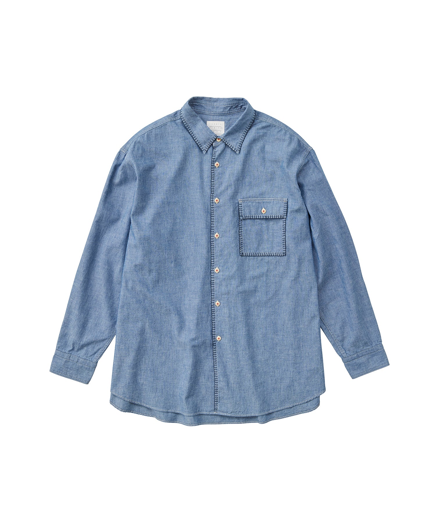 FRAMED BLANKET STITCH CHAMBRAY SHIRT INDIGO