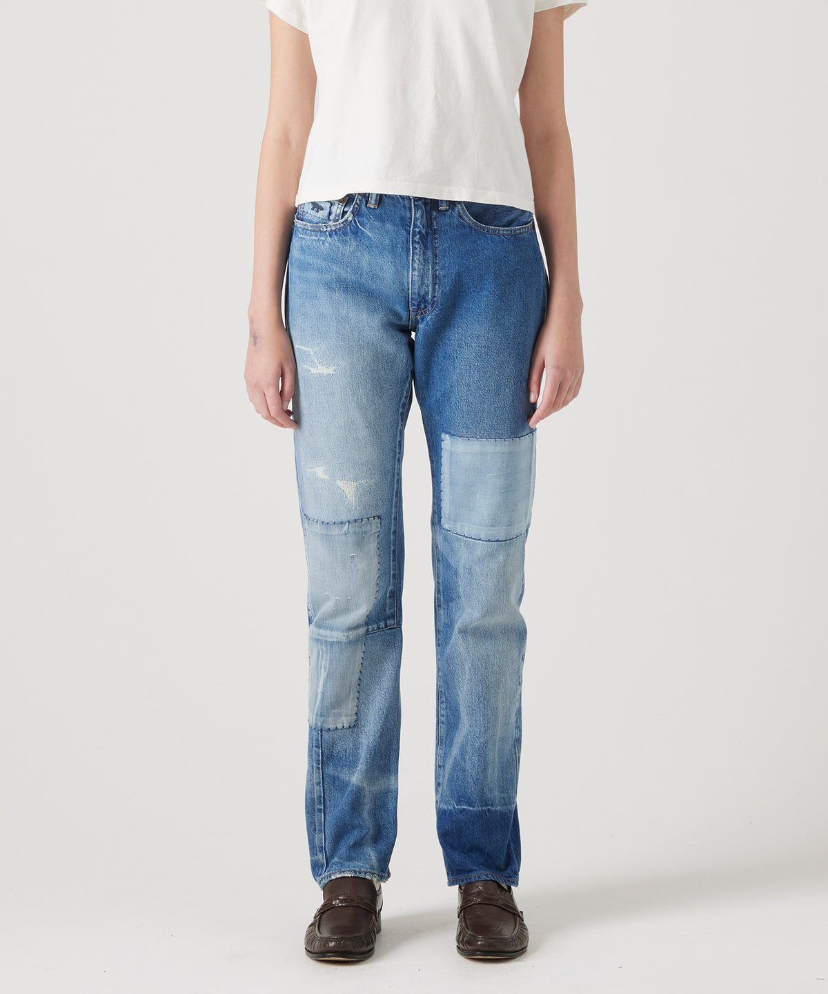 MAISON KITSUNÉ X KURO PATCHWORK DENIM PANTS