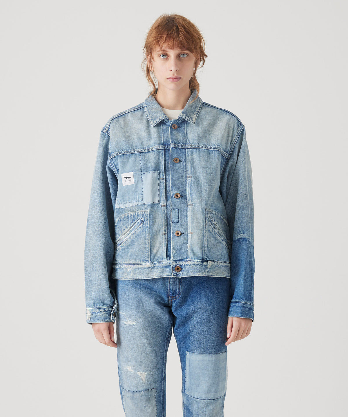 MAISON KITSUNÉ X KURO PATCHWORK DENIM JACKET