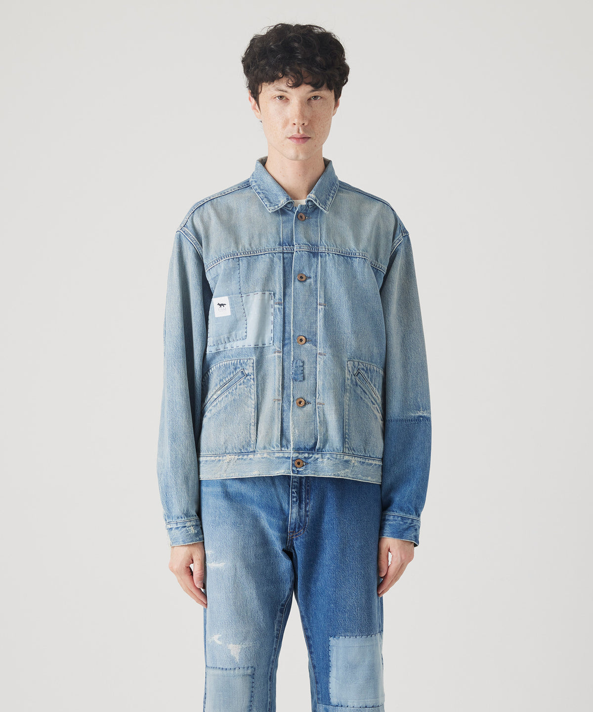 MAISON KITSUNÉ X KURO PATCHWORK DENIM JACKET