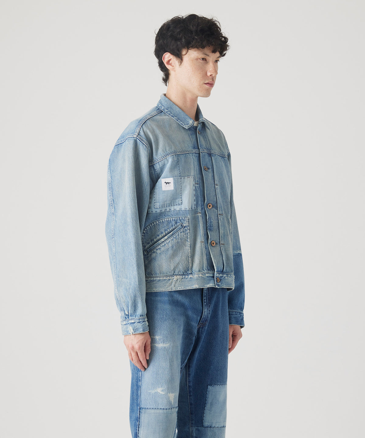 MAISON KITSUNÉ X KURO PATCHWORK DENIM JACKET