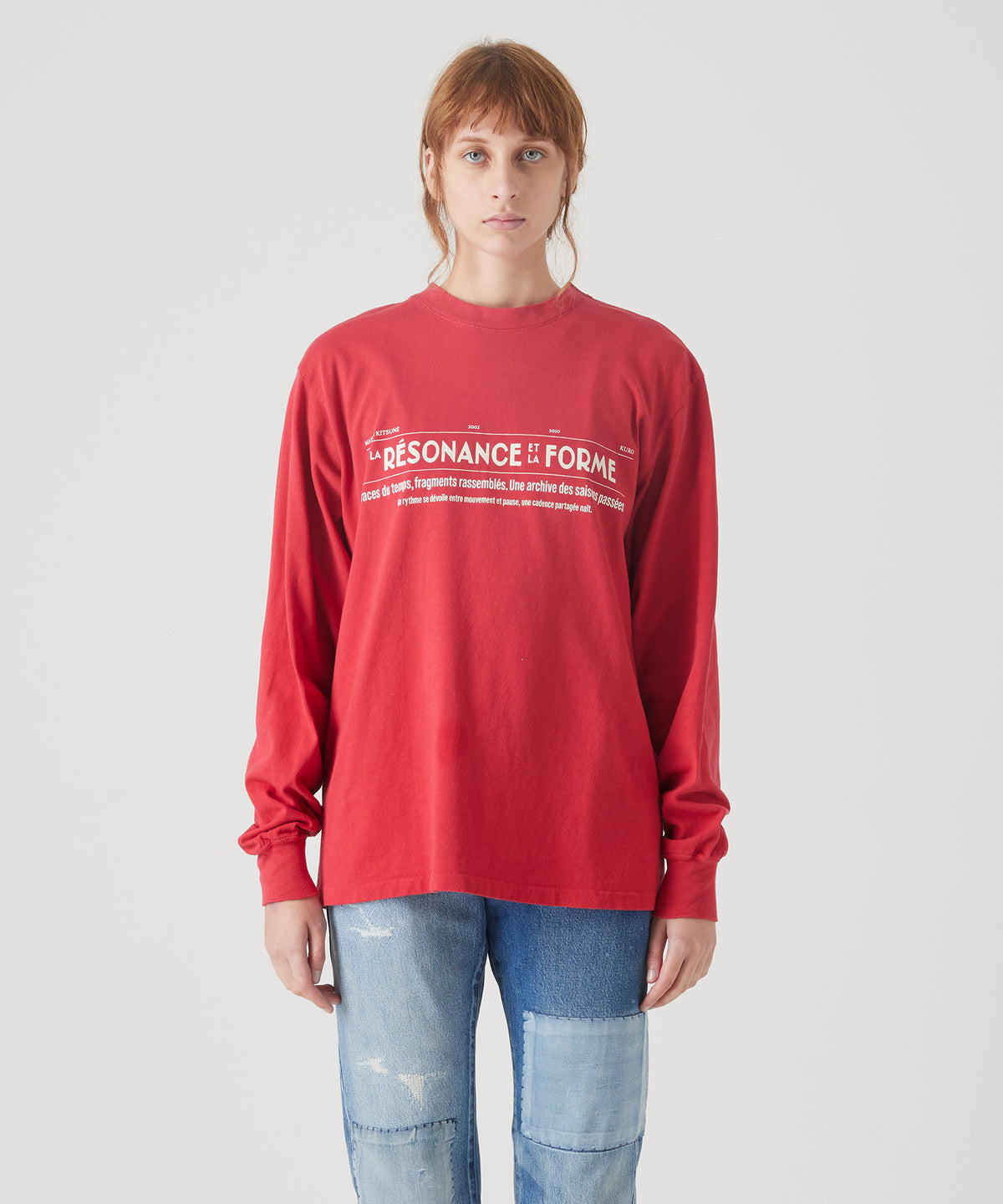 MAISON KITSUNÉ X KURO FADED RED LONG SLEEVE TEE