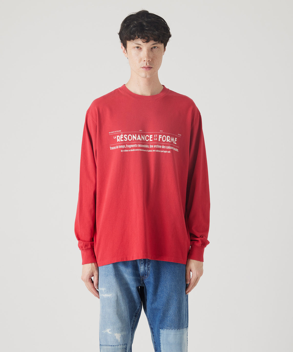 MAISON KITSUNÉ X KURO FADED RED LONG SLEEVE TEE