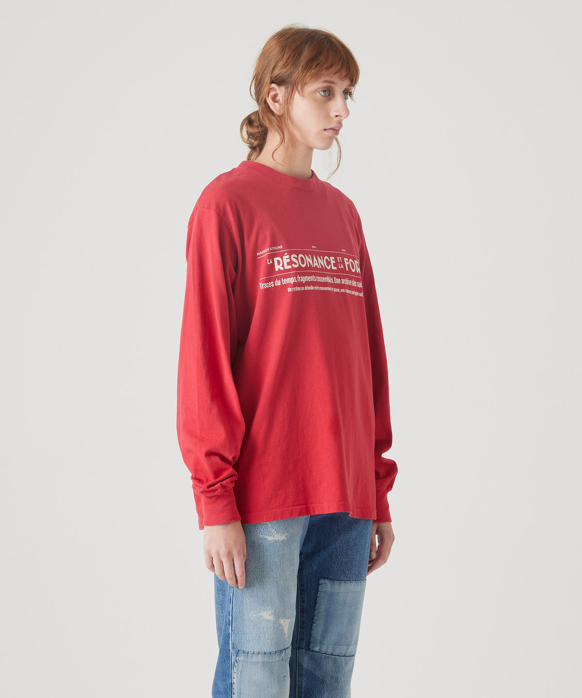 MAISON KITSUNÉ X KURO FADED RED LONG SLEEVE TEE