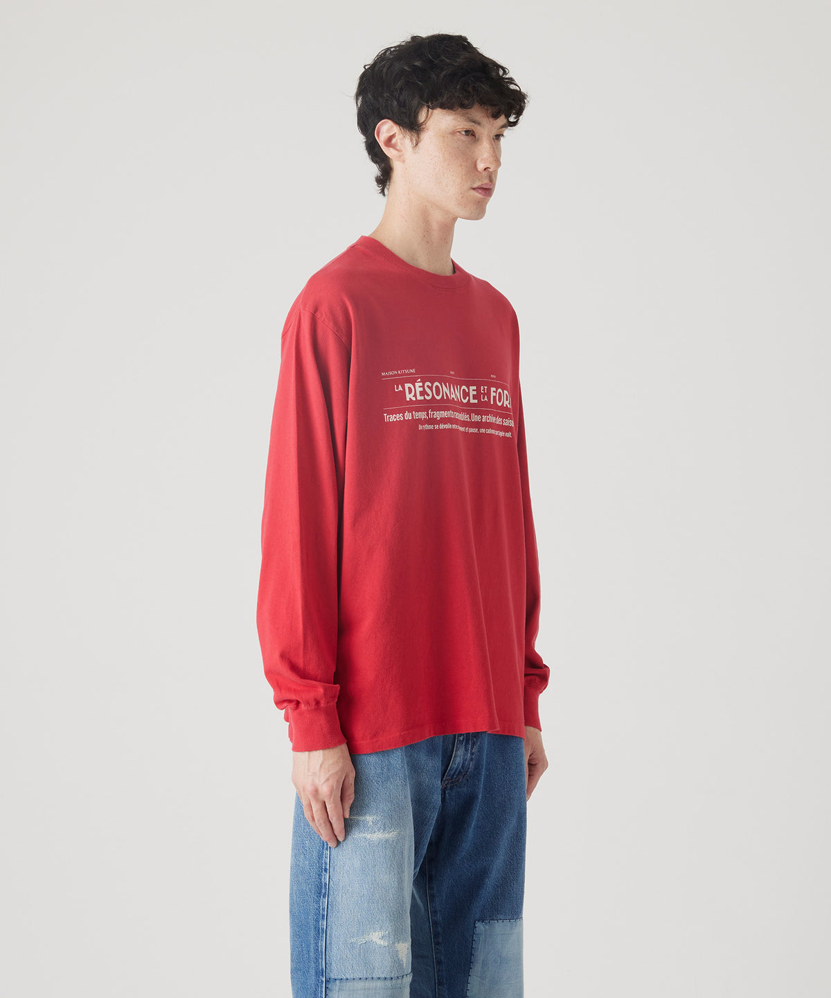MAISON KITSUNÉ X KURO FADED RED LONG SLEEVE TEE