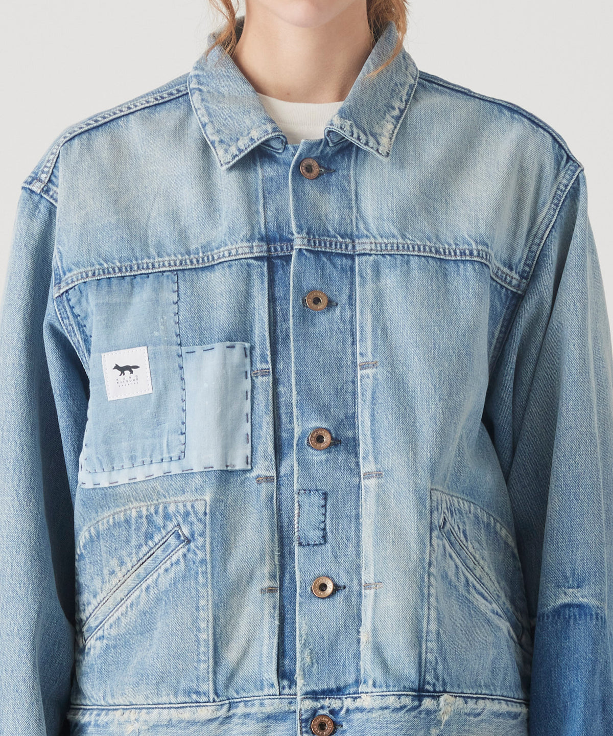 MAISON KITSUNÉ X KURO PATCHWORK DENIM JACKET