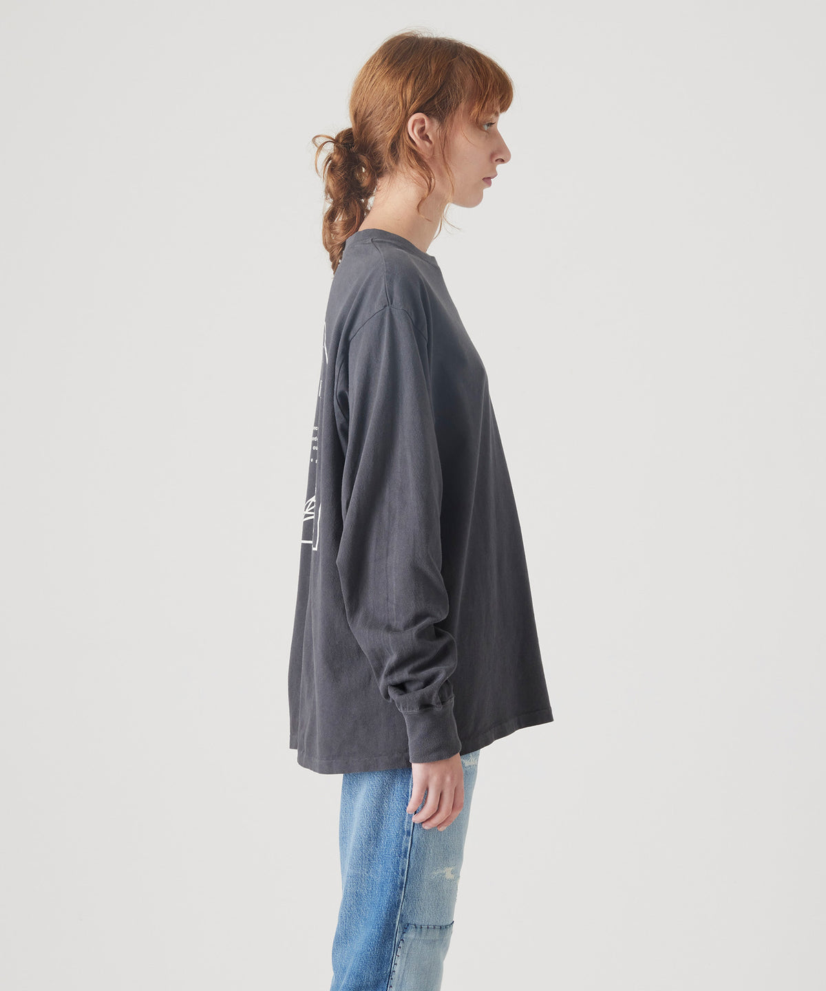MAISON KITSUNÉ X KURO FADED BLACK LONG SLEEVE TEE