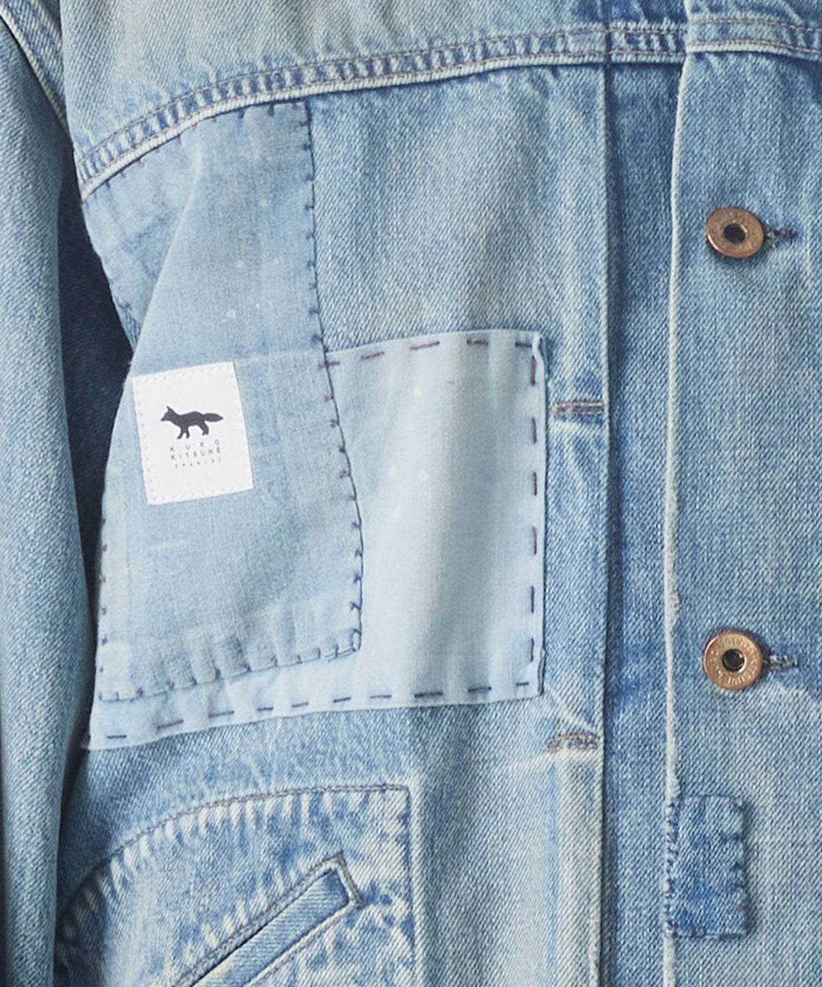 MAISON KITSUNÉ X KURO PATCHWORK DENIM JACKET