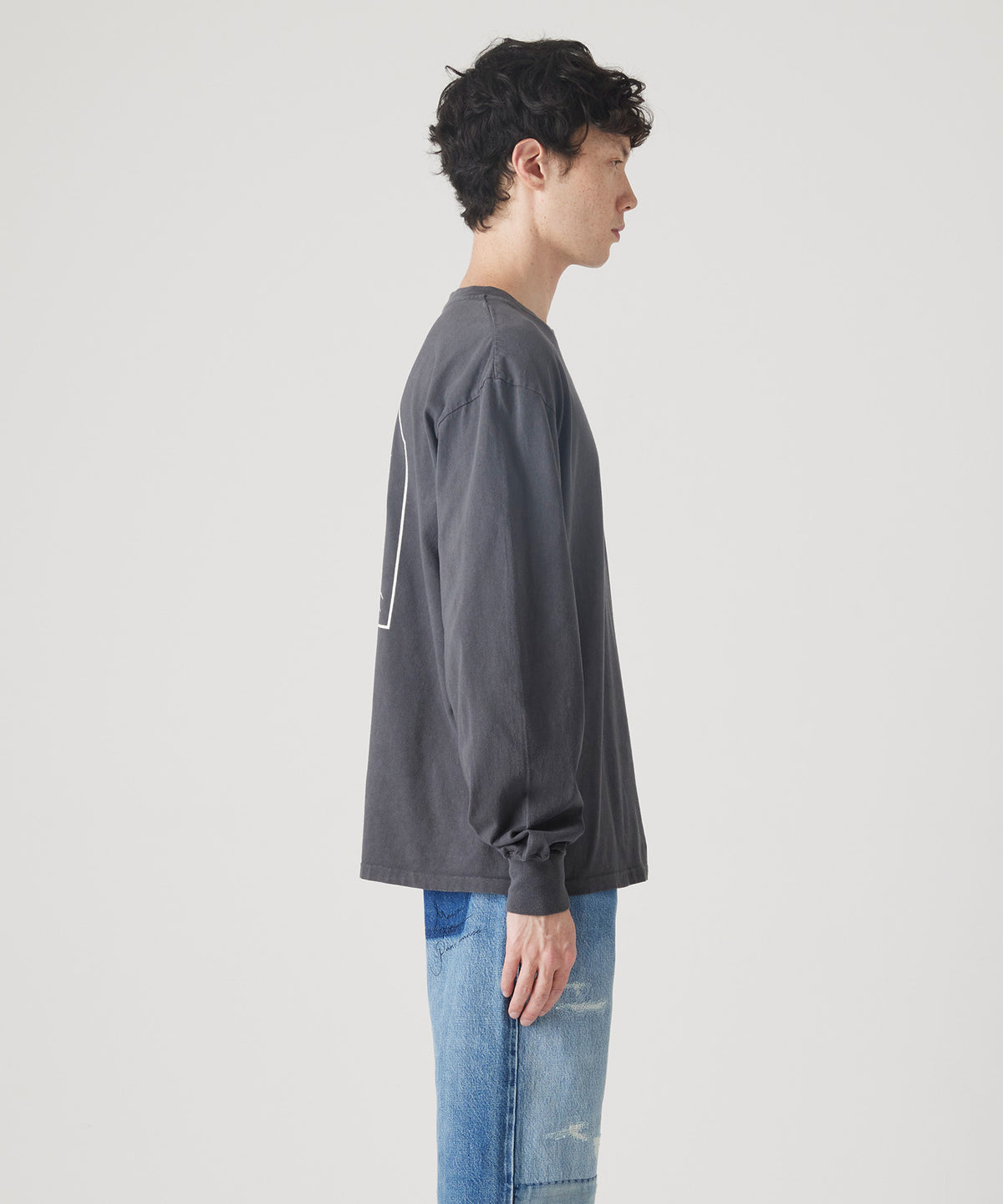 MAISON KITSUNÉ X KURO FADED BLACK LONG SLEEVE TEE