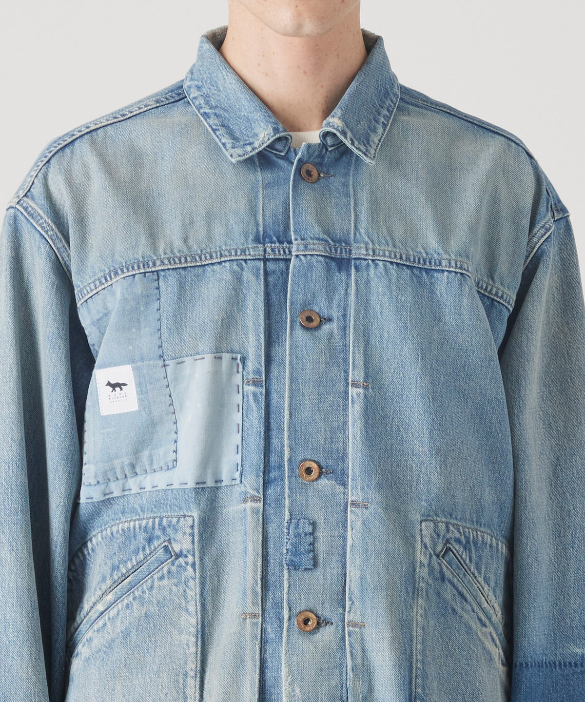 MAISON KITSUNÉ X KURO PATCHWORK DENIM JACKET
