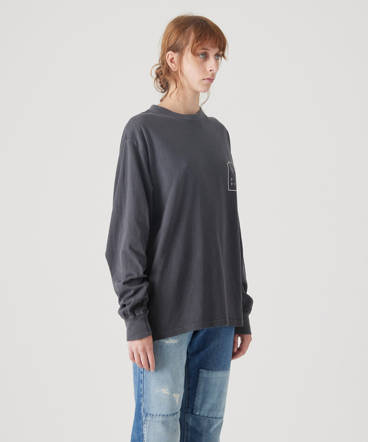 MAISON KITSUNÉ X KURO FADED BLACK LONG SLEEVE TEE
