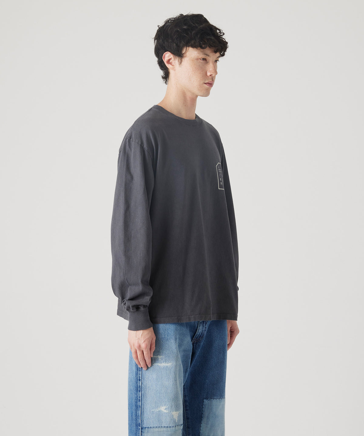 MAISON KITSUNÉ X KURO FADED BLACK LONG SLEEVE TEE