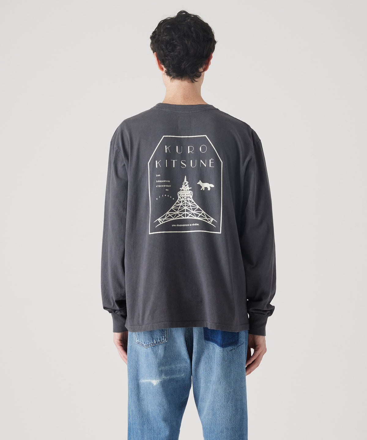 MAISON KITSUNÉ X KURO FADED BLACK LONG SLEEVE TEE