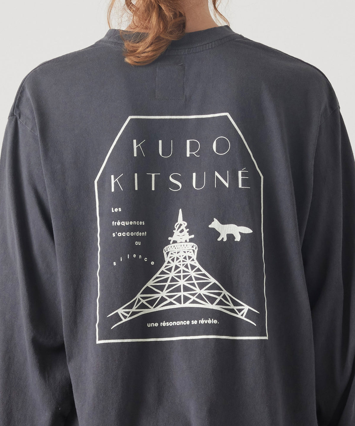 MAISON KITSUNÉ X KURO FADED BLACK LONG SLEEVE TEE