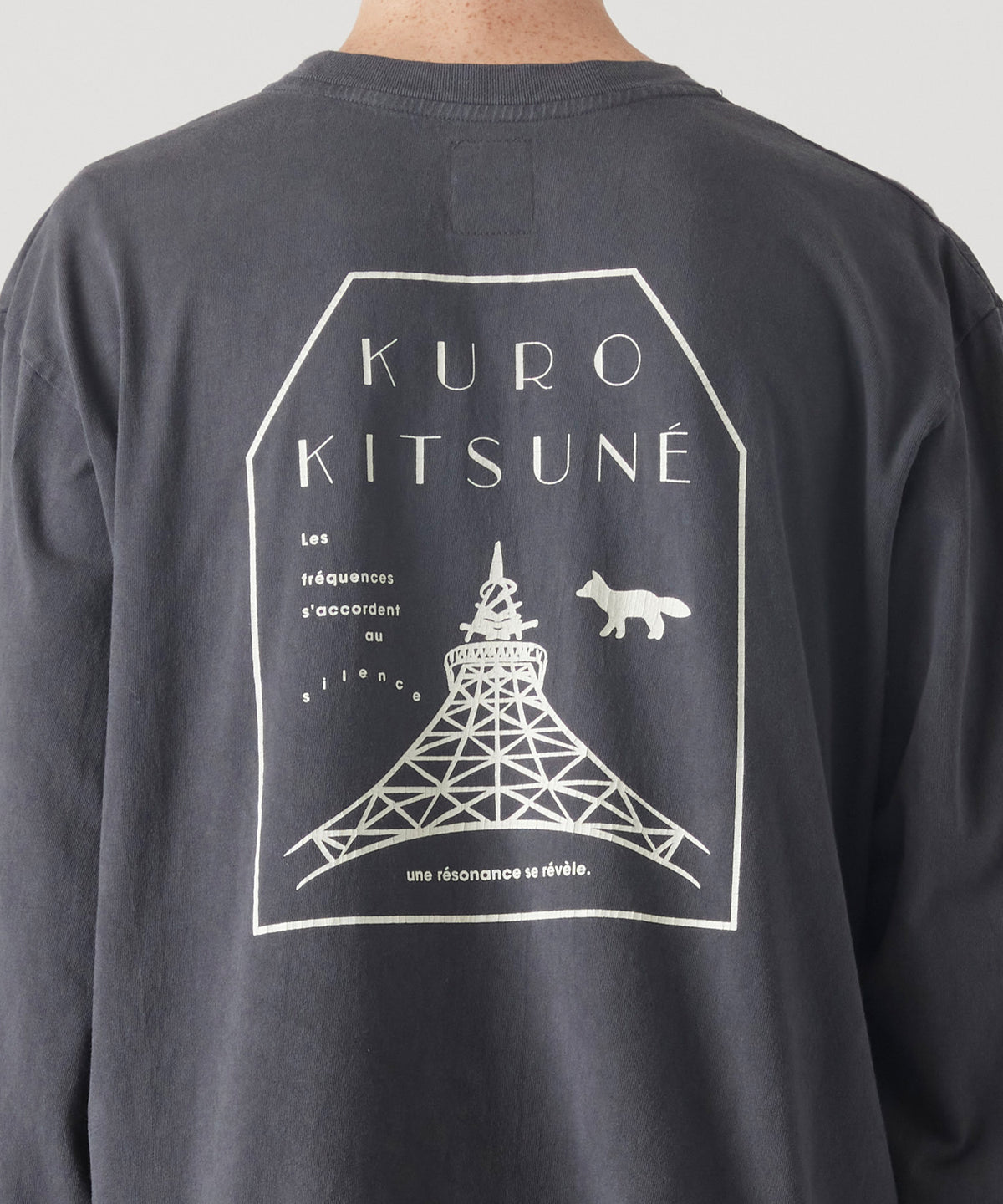MAISON KITSUNÉ X KURO FADED BLACK LONG SLEEVE TEE