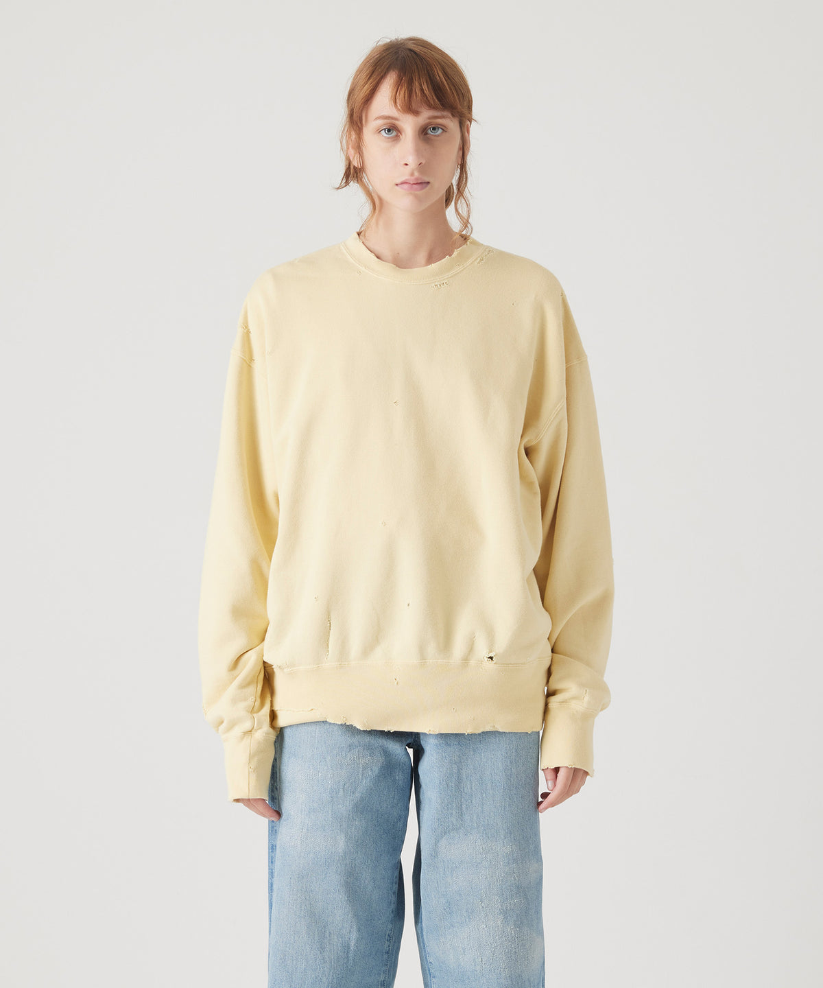 MORE DAMAGE WASHED CREW NECK SWEAT