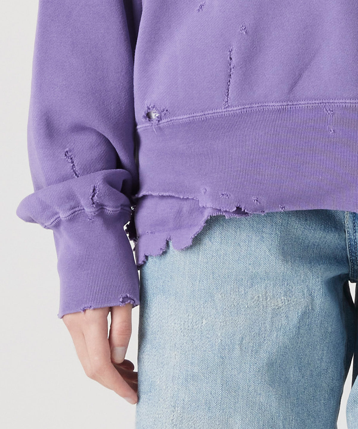 MORE DAMAGE WASHED CREW NECK SWEAT