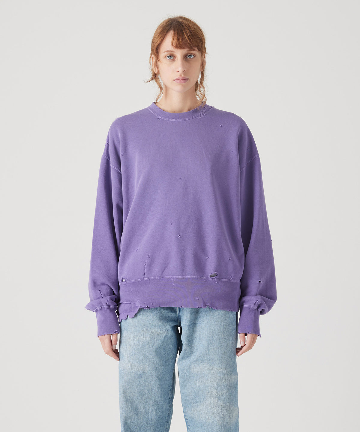 MORE DAMAGE WASHED CREW NECK SWEAT