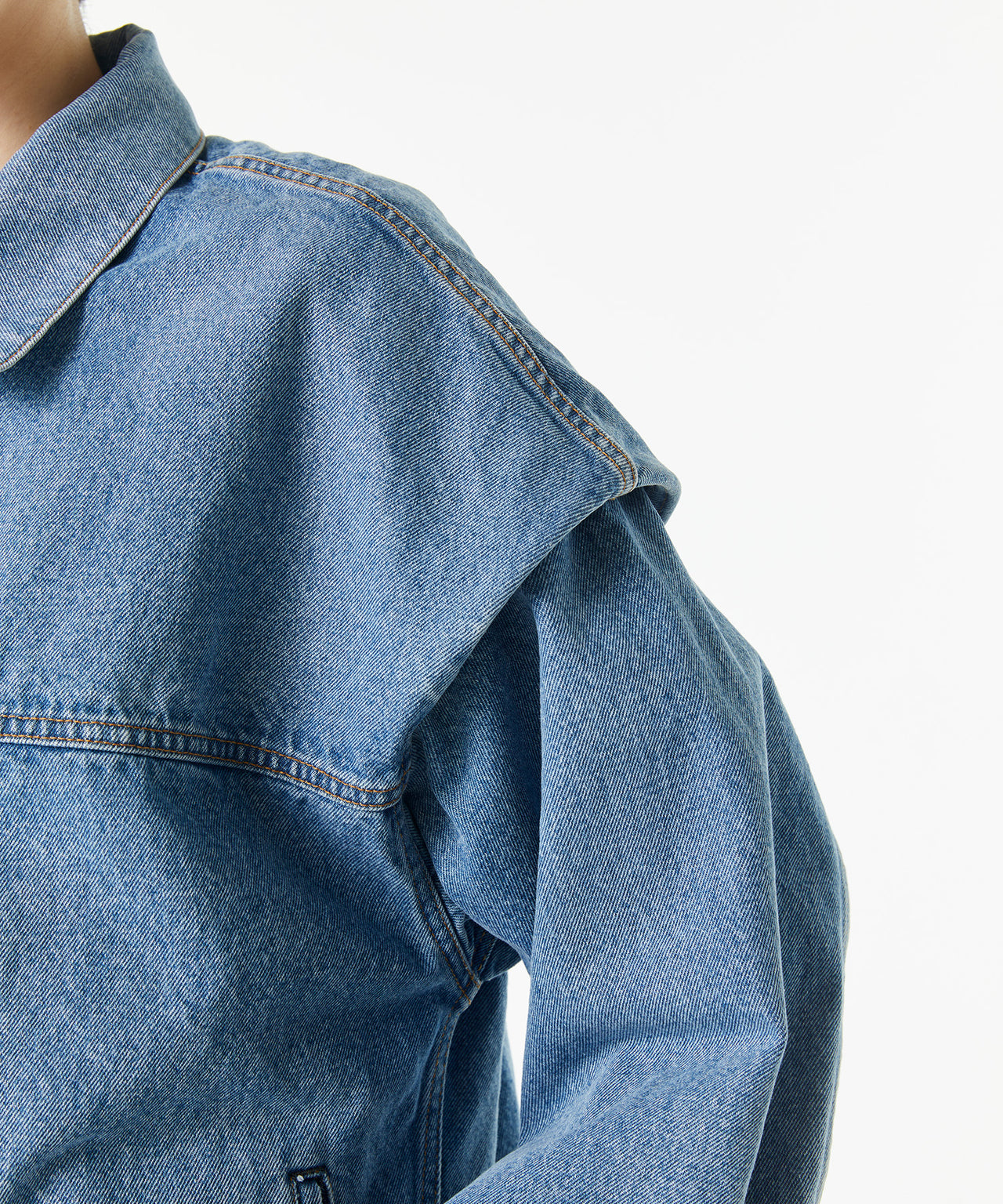 POWER SHOULDER DENIM JACKET / LIGHT INDIGO