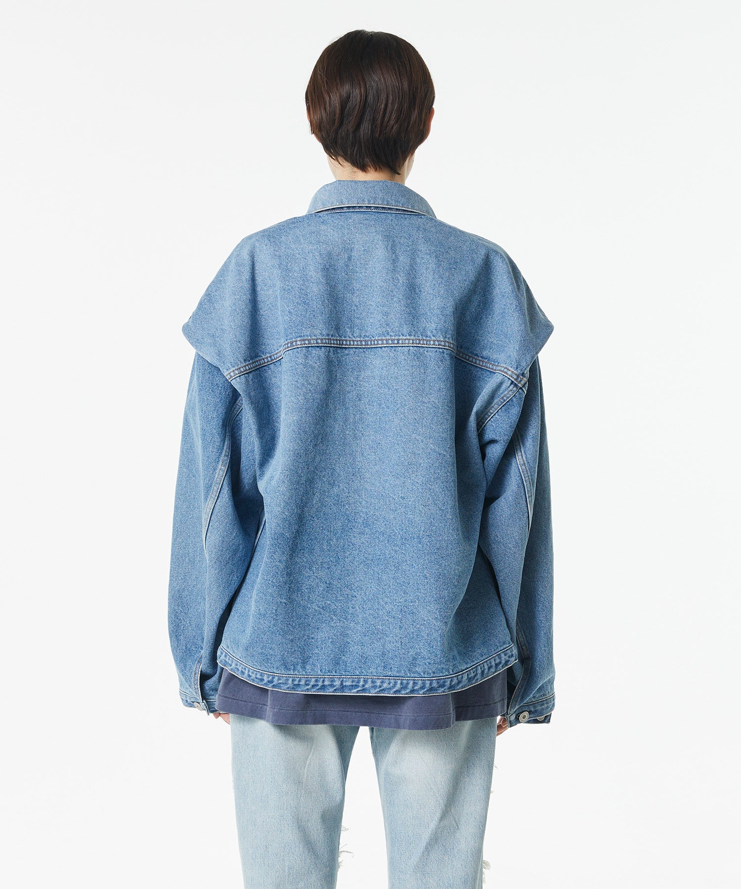 POWER SHOULDER DENIM JACKET LIGHT INDIGO