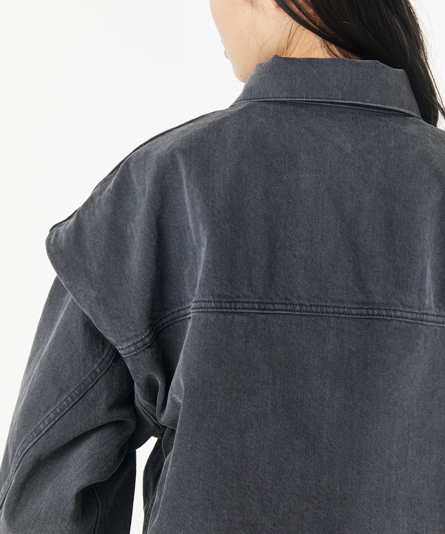 POWER SHOULDER DENIM JACKET / BLACK - KURO