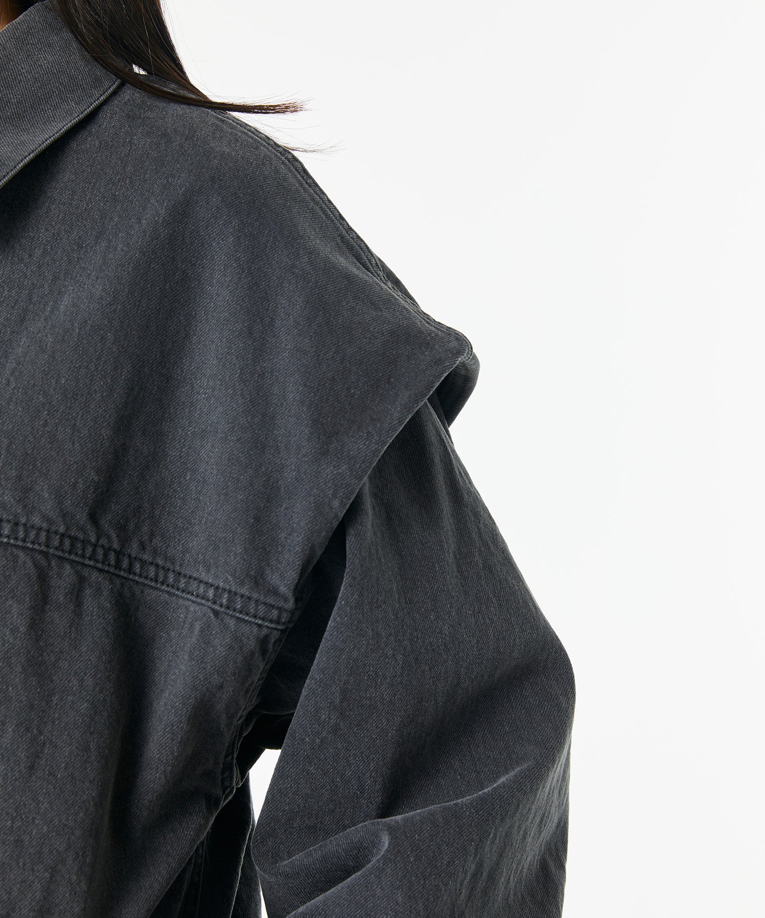 POWER SHOULDER DENIM JACKET / BLACK - KURO