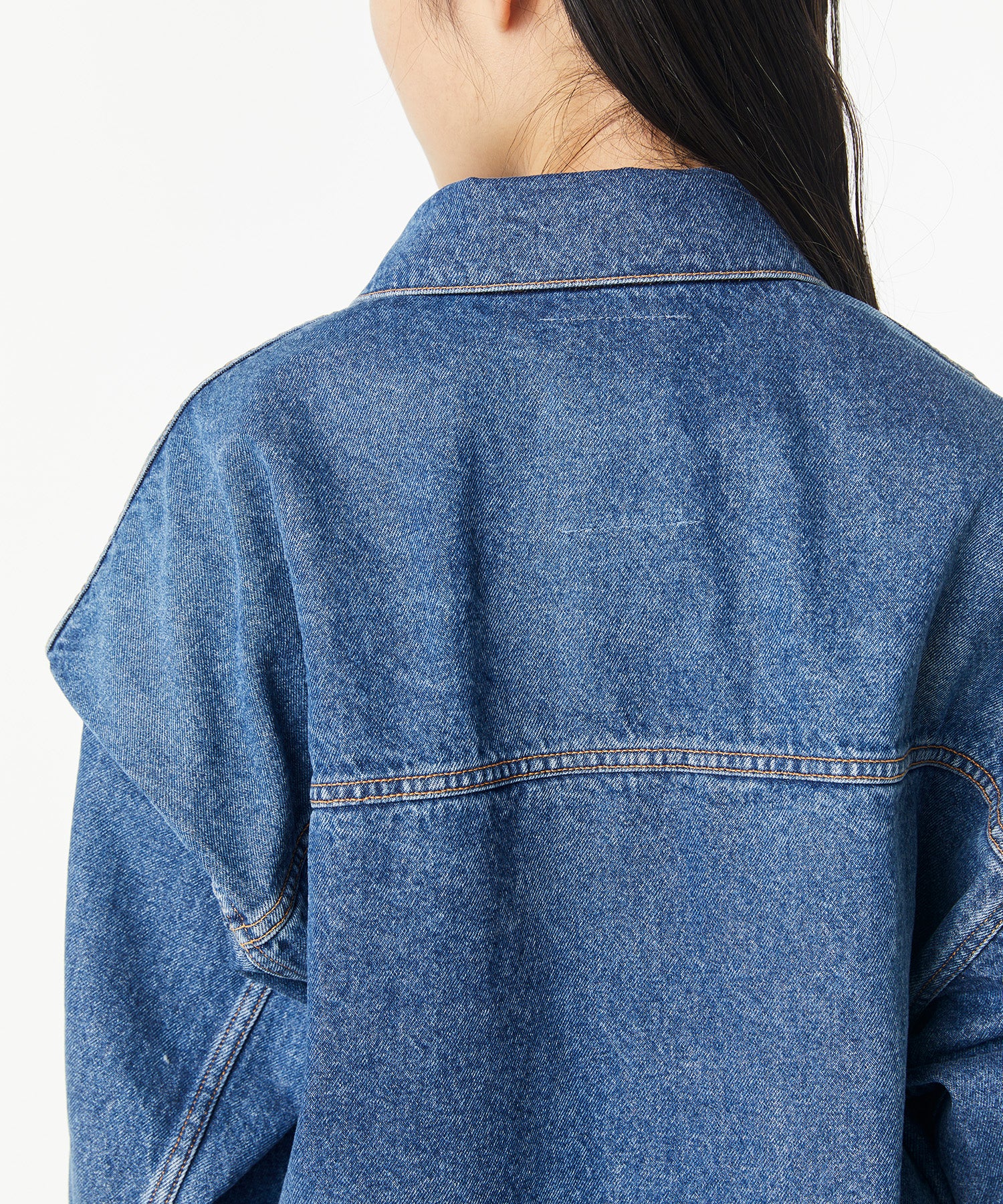 POWER SHOULDER DENIM JACKET INDIGO