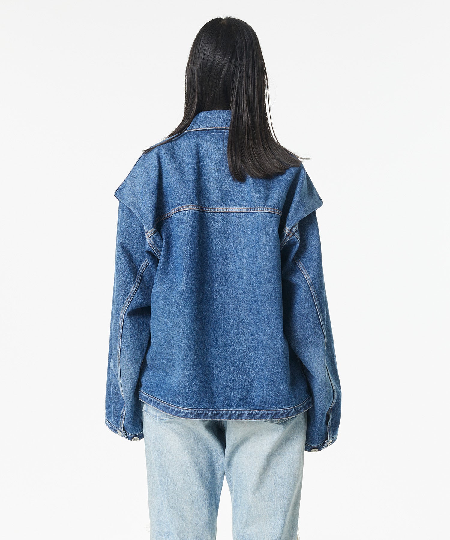 POWER SHOULDER DENIM JACKET INDIGO