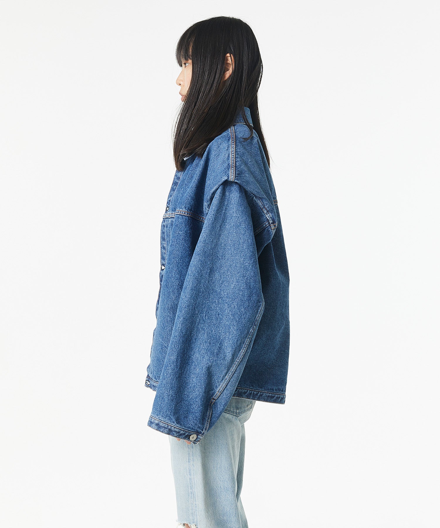 POWER SHOULDER DENIM JACKET INDIGO