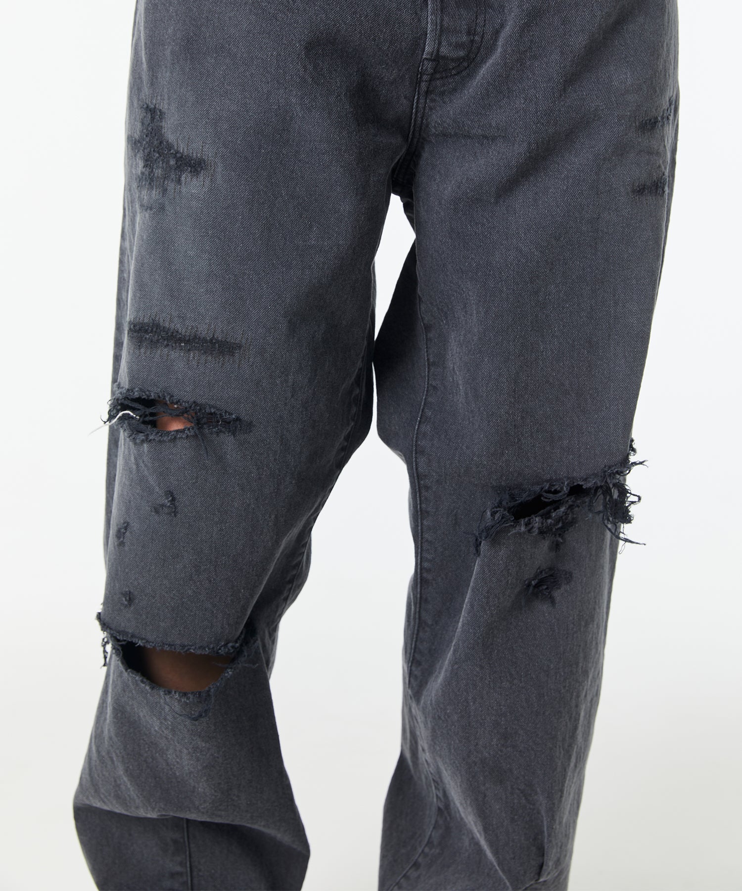 CROSSED DENIM PANTS / BLACK - KURO