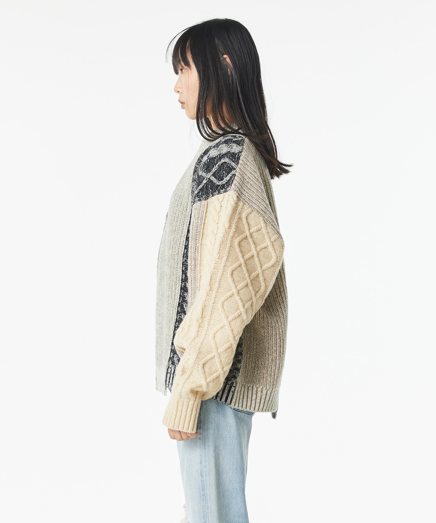 REMAKE KNIT SWEATER / GREY - KURO